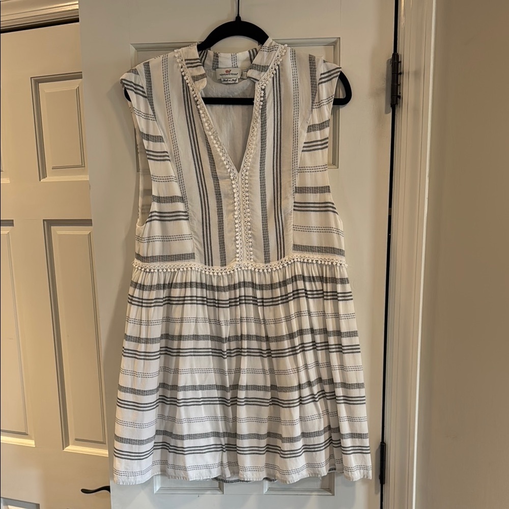 Striped Sleeveless Dress with V-Neck
